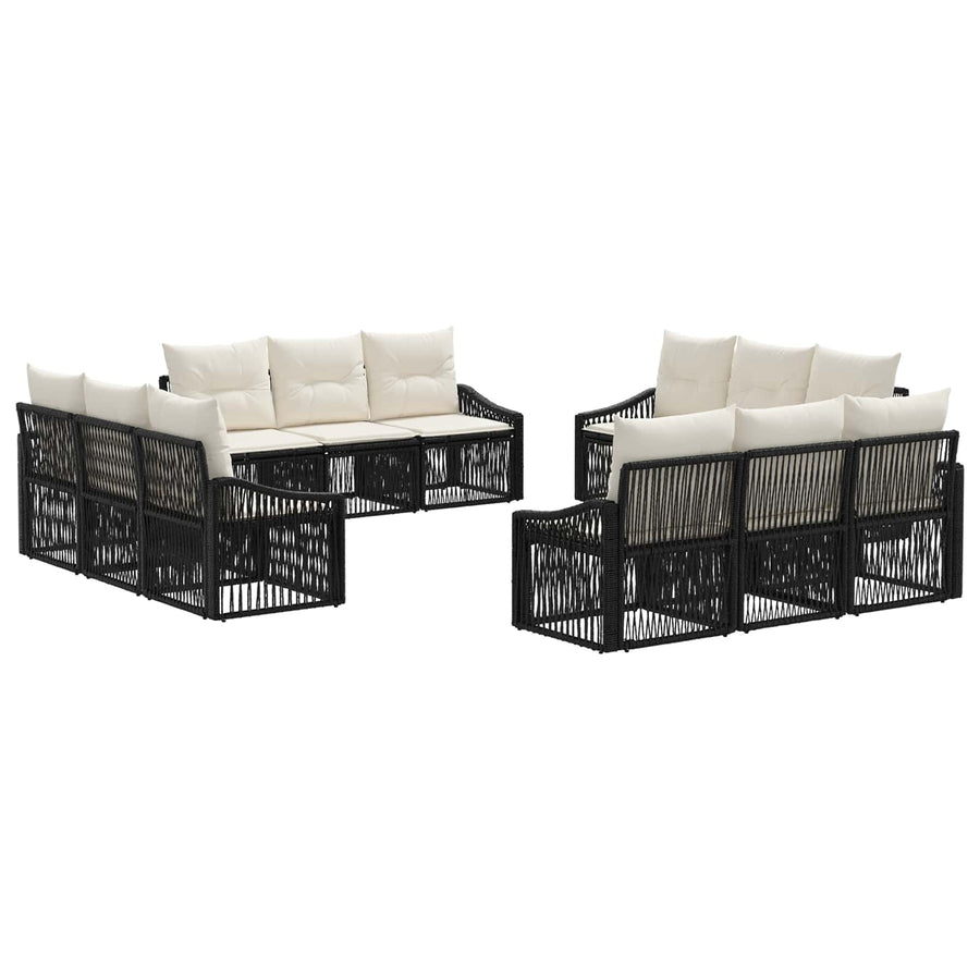 Tuinbankenset 12 pcs Zwart poly rattan