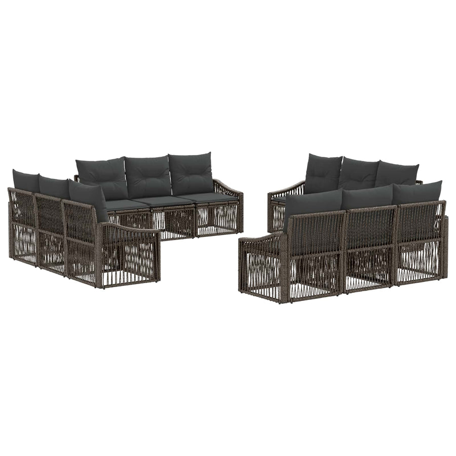 Tuinbankenset 12 pcs Grijs poly rattan