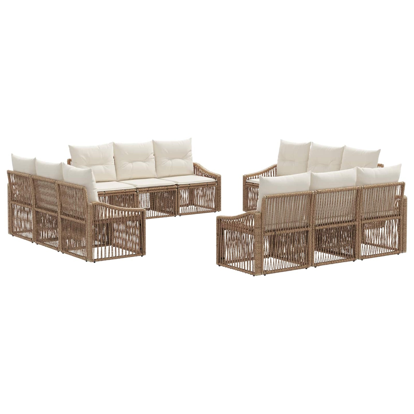 Tuinbankenset 12 pcs Beige poly rattan