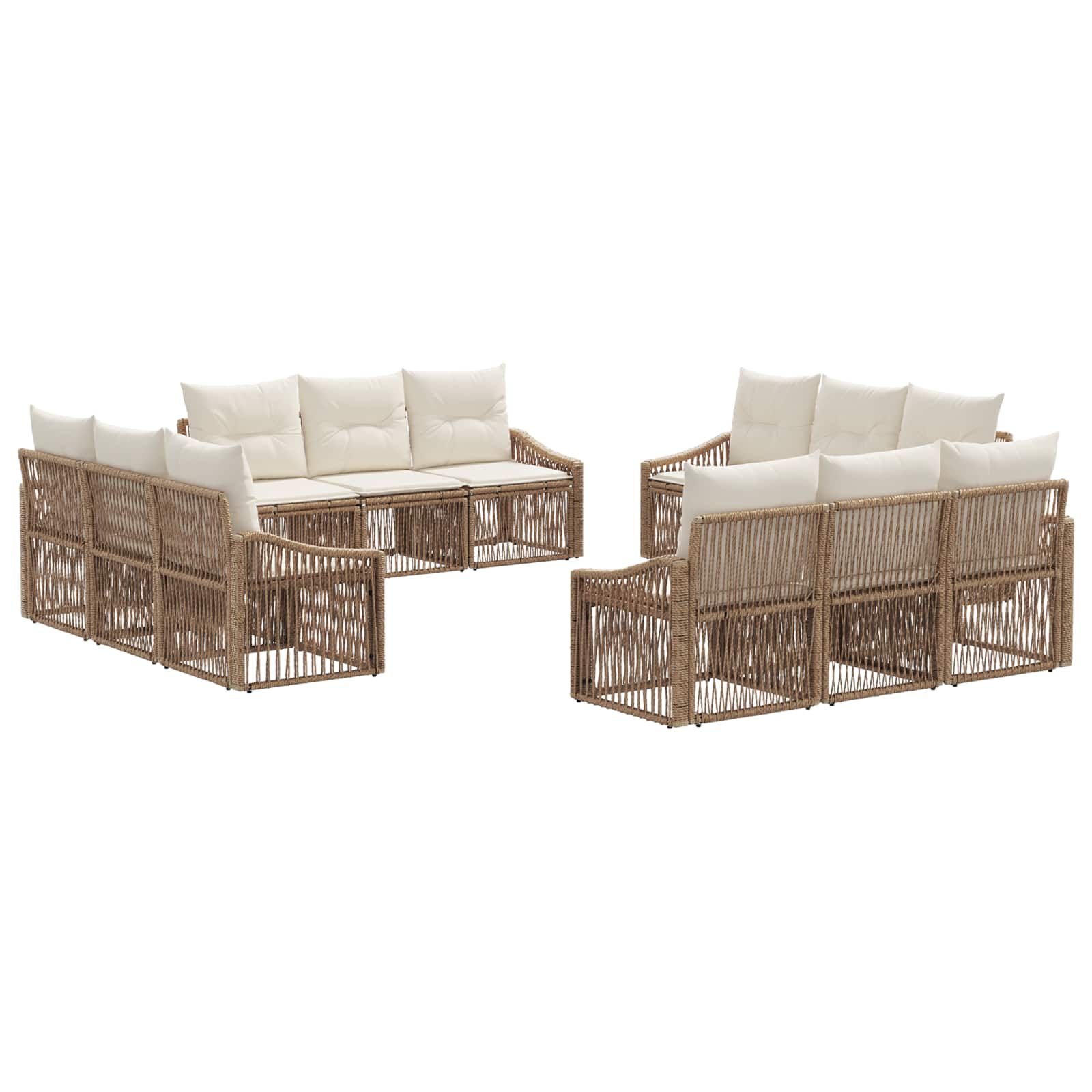 Tuinbankenset 12 pcs Beige poly rattan