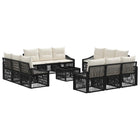 Garden bench set 13 pcs Black poly rattan