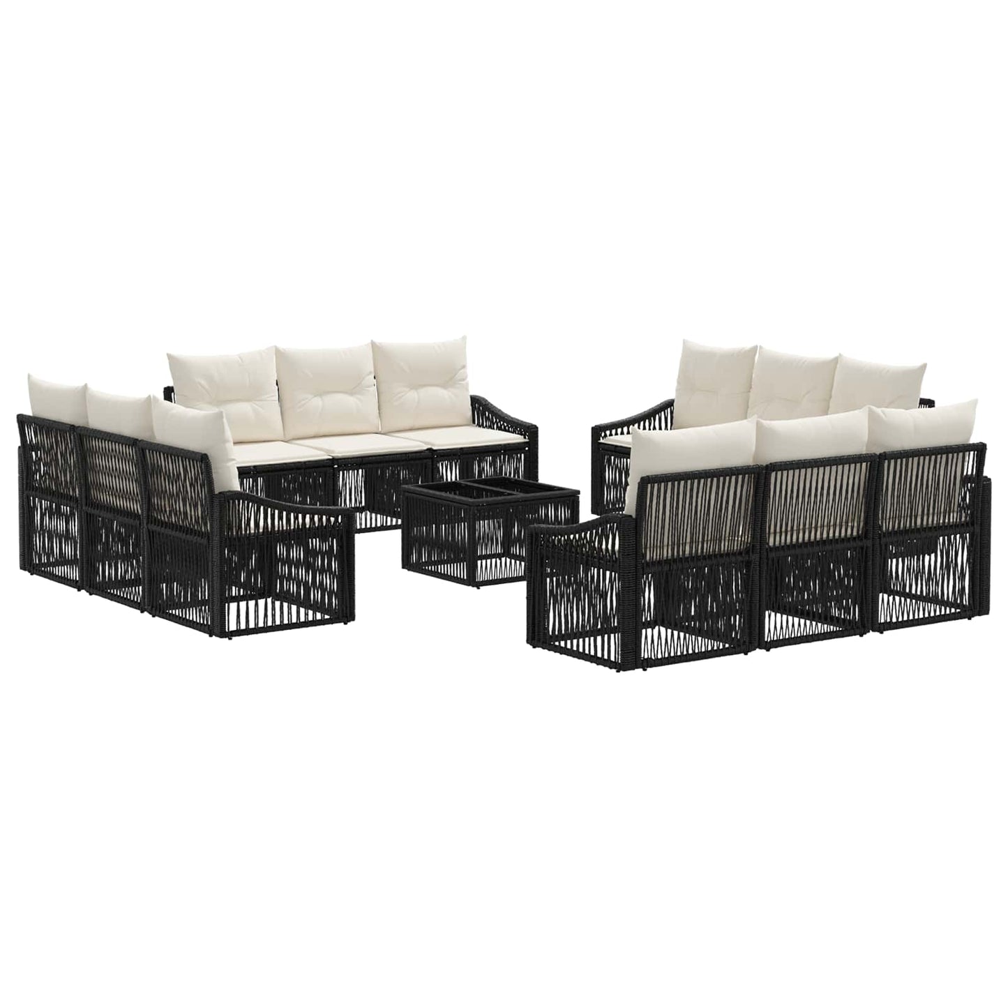 Tuinbankenset 13 pcs Zwart poly rattan