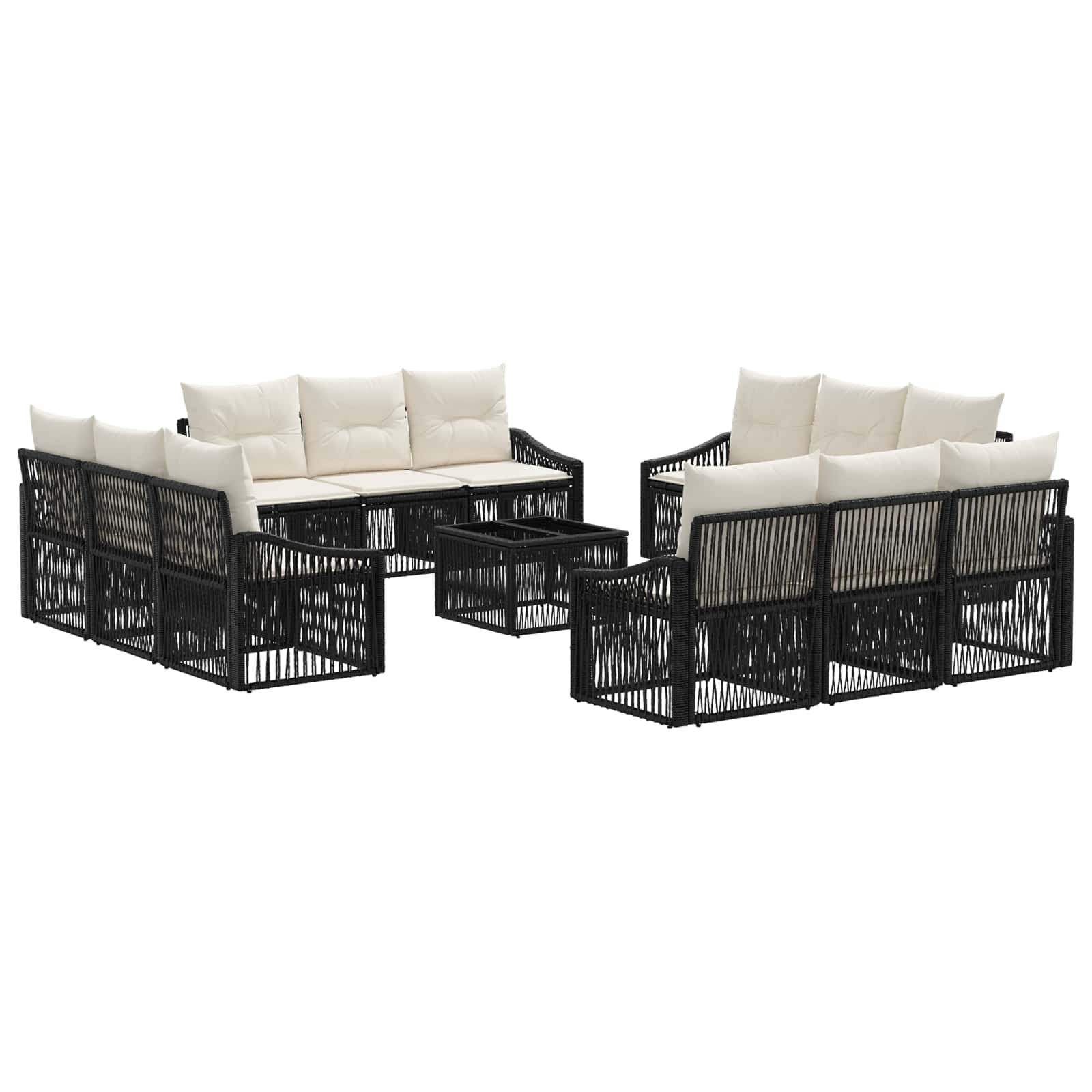 Tuinbankenset 13 pcs Zwart poly rattan
