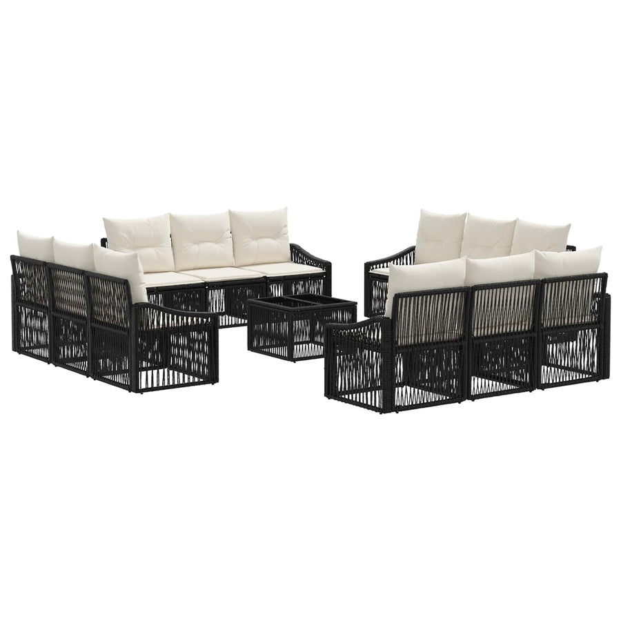 Tuinbankenset 13 pcs Zwart poly rattan