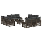 Garden Bench Set 13 pcs Grey poly rattan