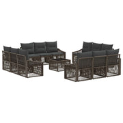 Tuinbankenset poly rattan grijs 13-delig