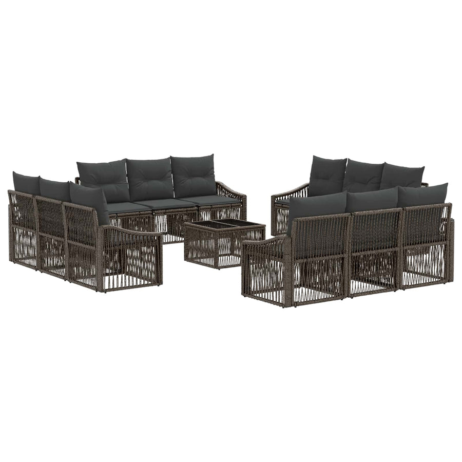 Tuinbankenset 13 pcs Grijs poly rattan