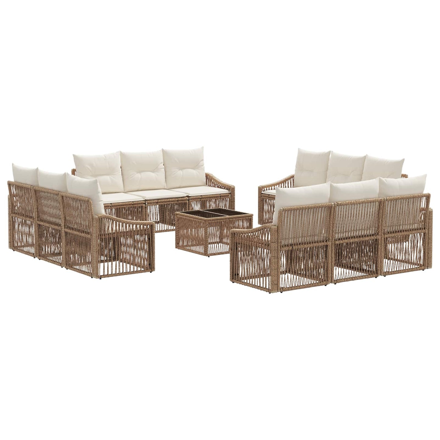 Tuinbankenset 13 pcs Beige poly rattan