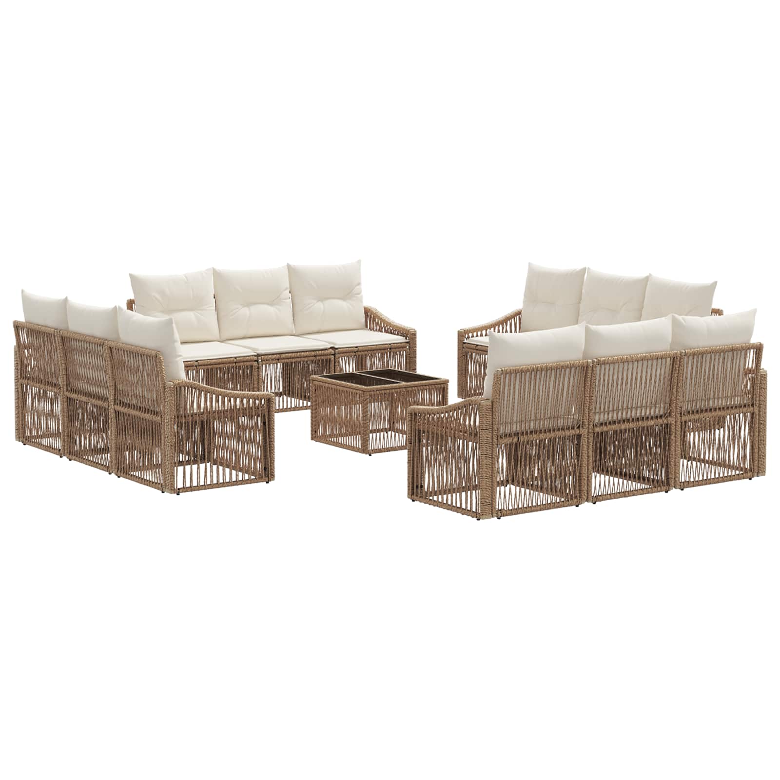 Tuinbankenset 13 pcs Beige poly rattan