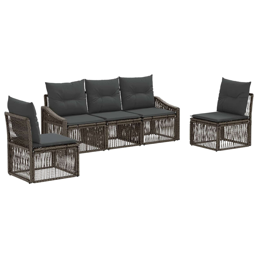 Tuinbankenset 5 pcs Grijs poly rattan