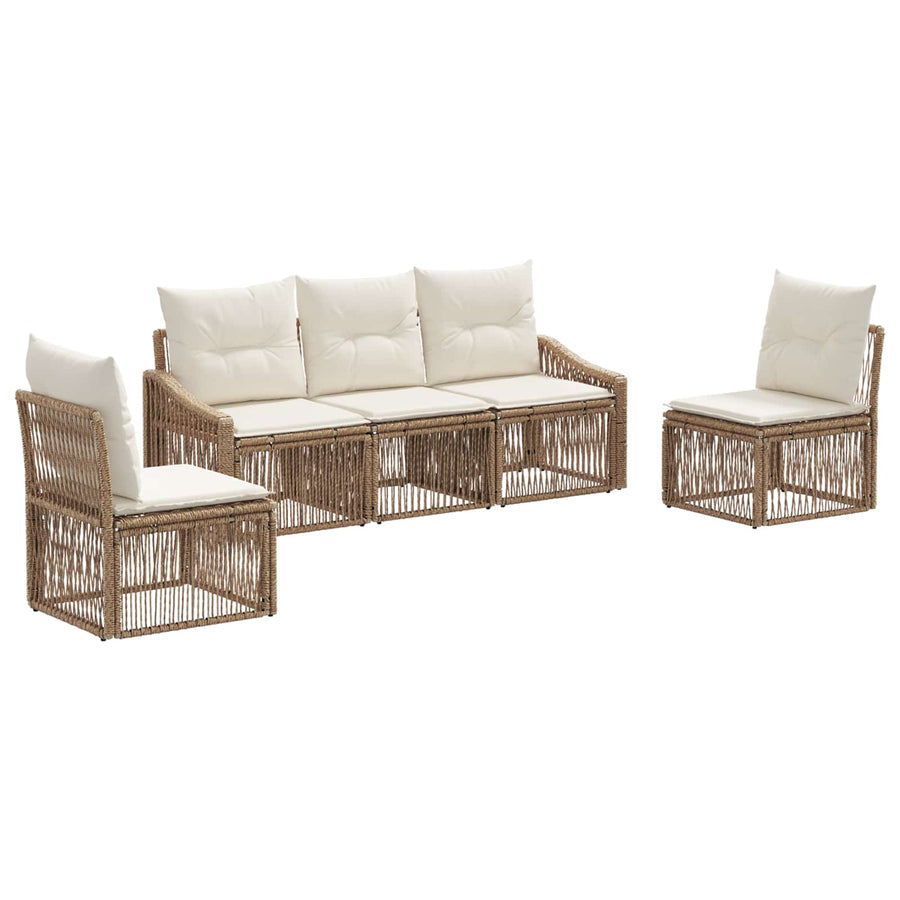 Tuinbankenset 5 pcs Beige poly rattan