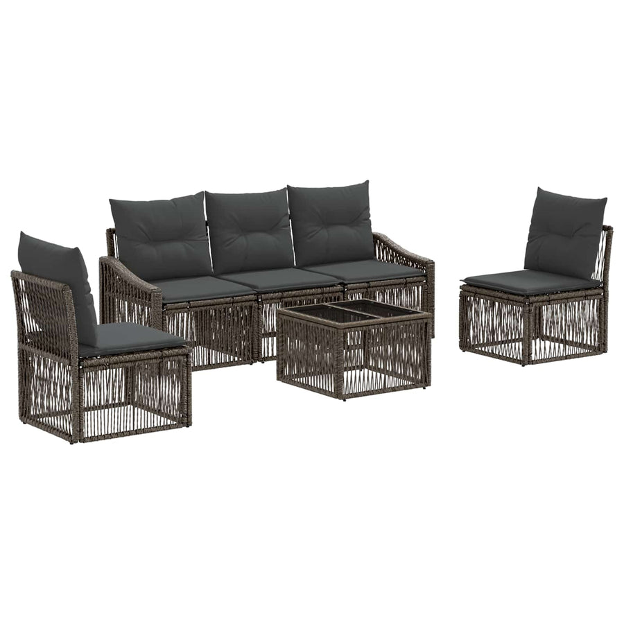 Tuinbankenset 6 pcs Grijs poly rattan