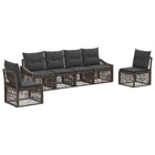 Tuinbankenset poly rattan grijs 6-delig
