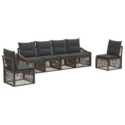 Tuinbankenset 6 pcs Grijs poly rattan