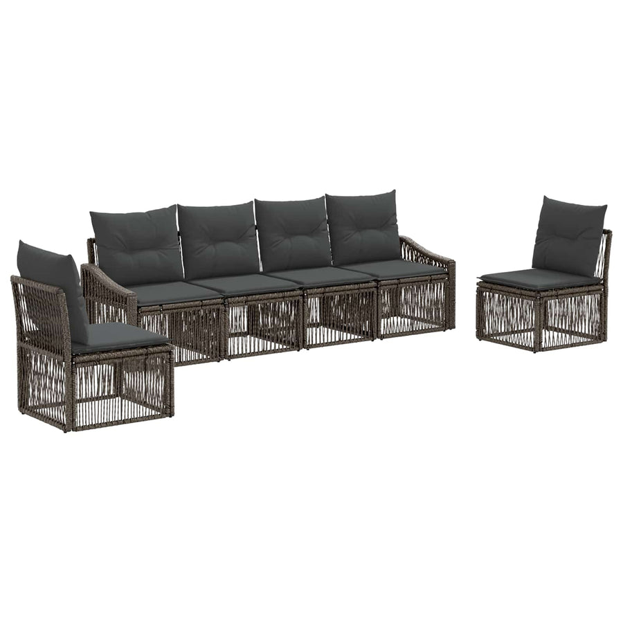 Tuinbankenset 6 pcs Grijs poly rattan