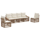 Tuinbankenset poly rattan beige 6 personen