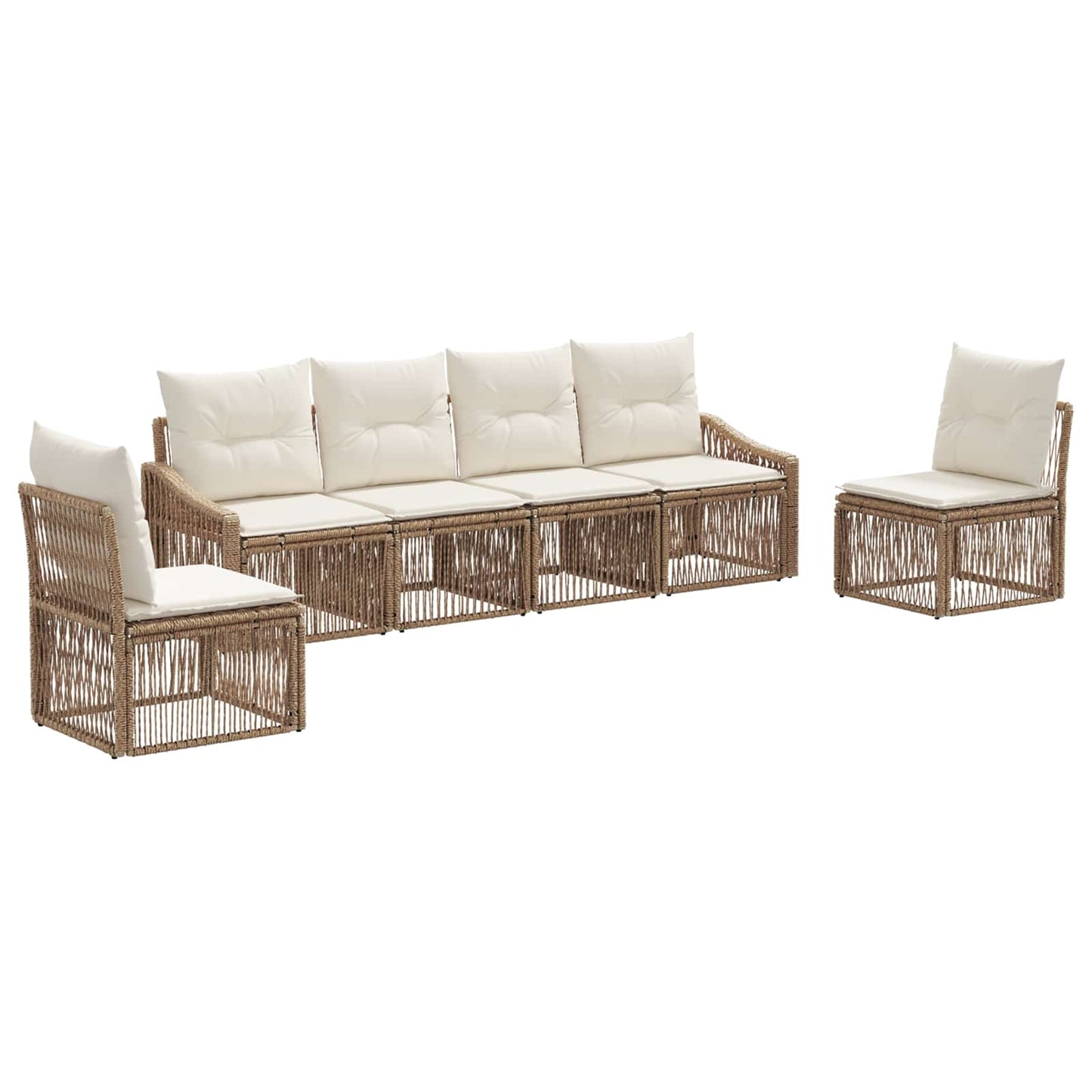 Tuinbankenset 6 pcs Beige poly rattan