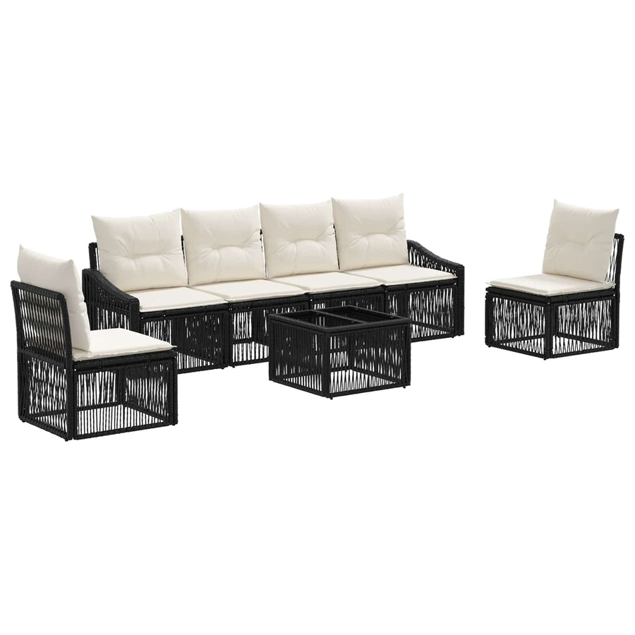 Tuinbankenset 7 pcs Zwart poly rattan