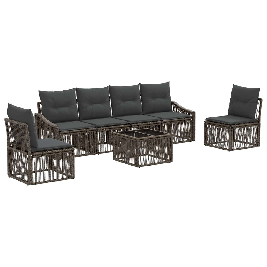 Tuinbankenset 7 pcs Grijs poly rattan