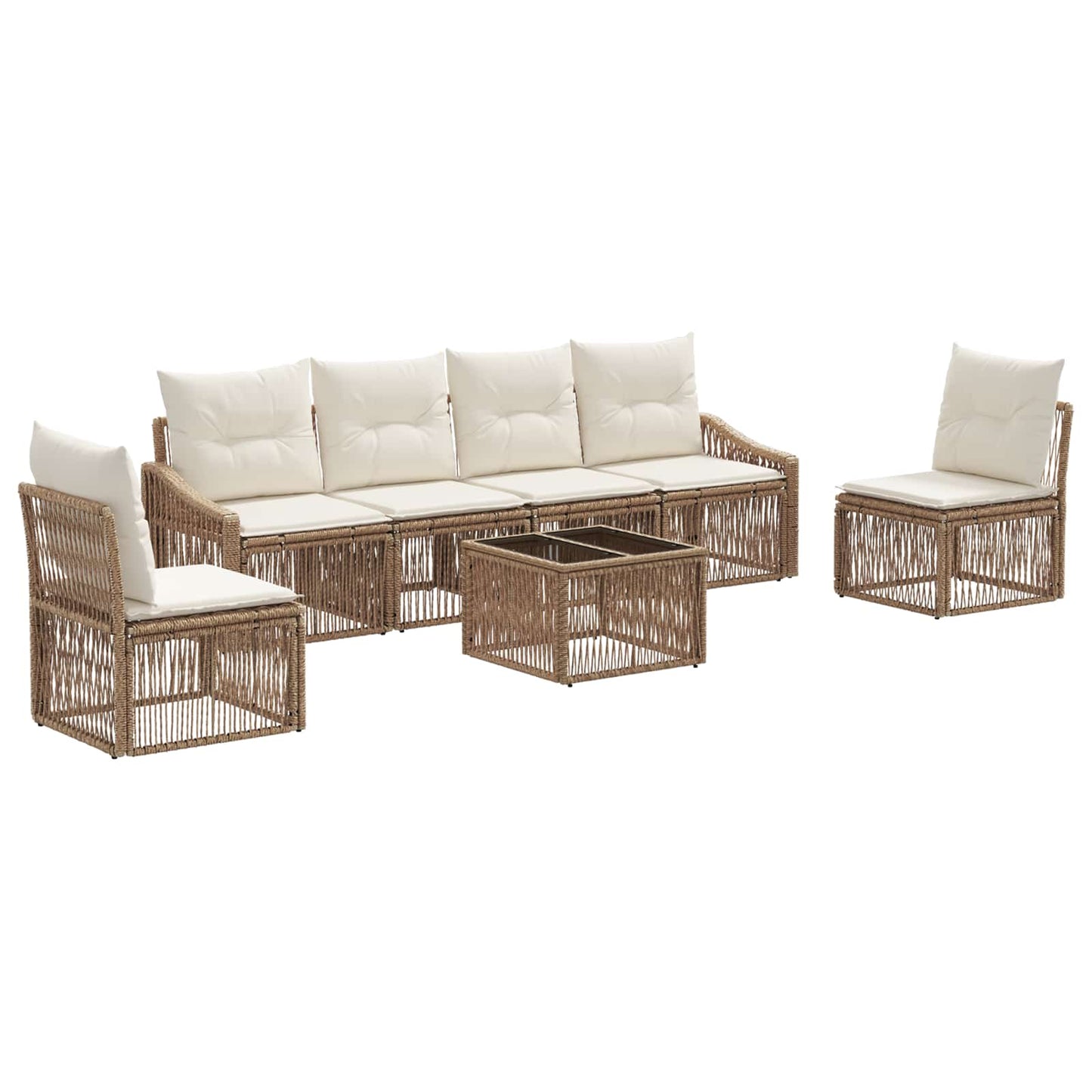 Tuinbankenset 7 pcs Beige poly rattan