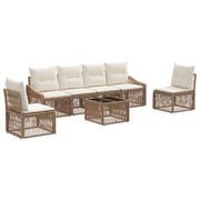 Tuinbankenset poly rattan beige 7-delig