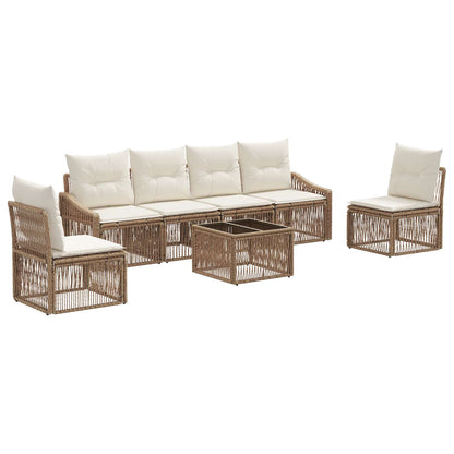 Tuinbankenset 7 pcs Beige poly rattan