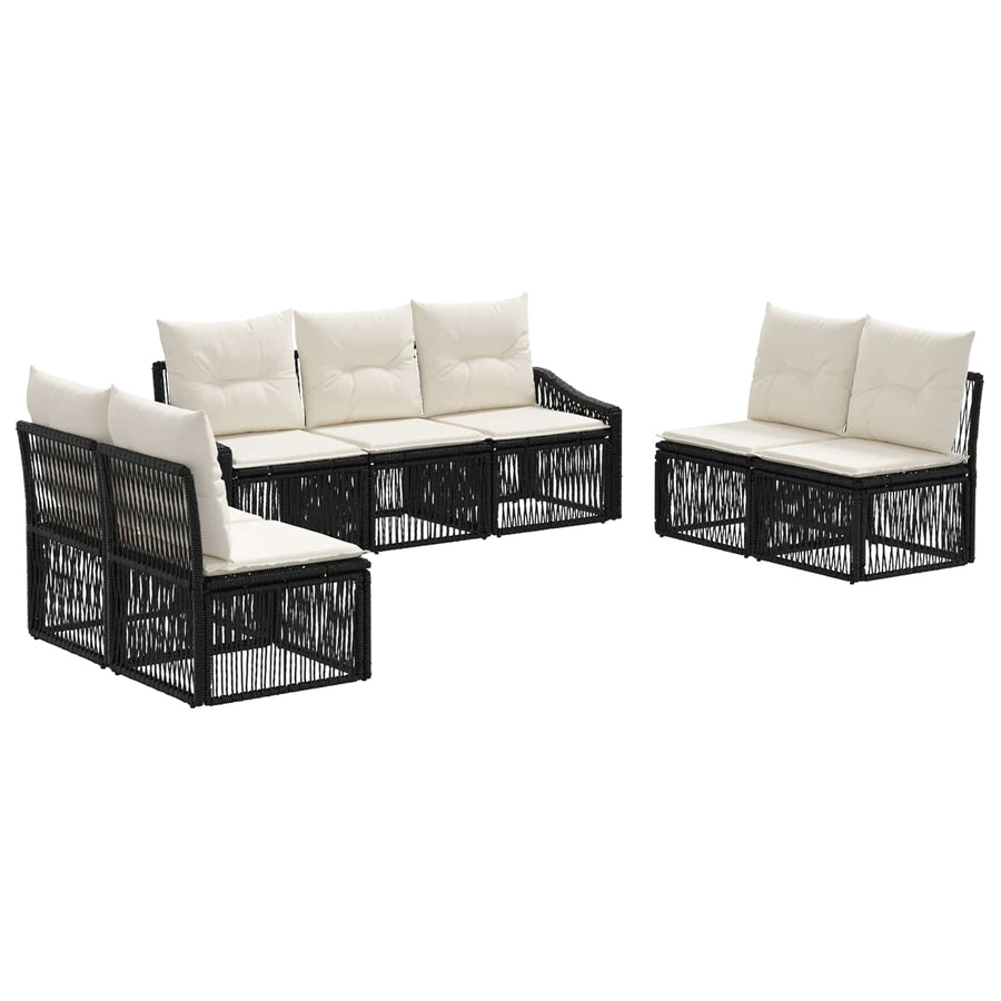 Tuinbankenset 7 pcs Zwart poly rattan