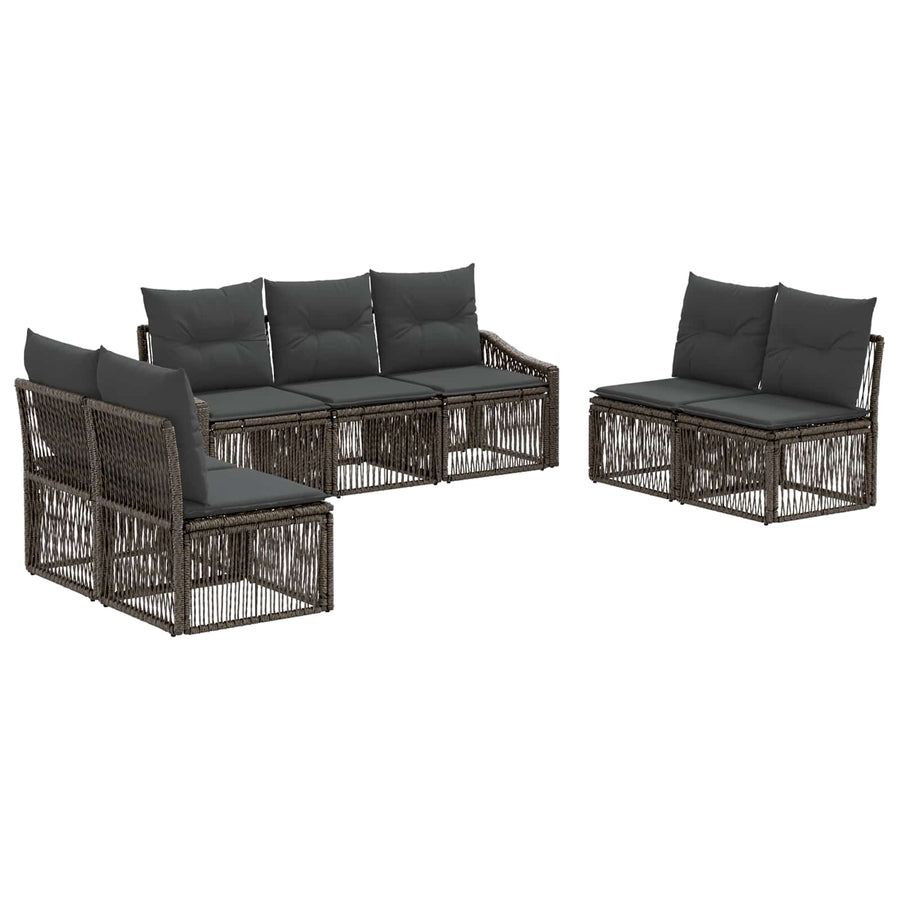 Tuinbankenset 7 pcs Grijs poly rattan