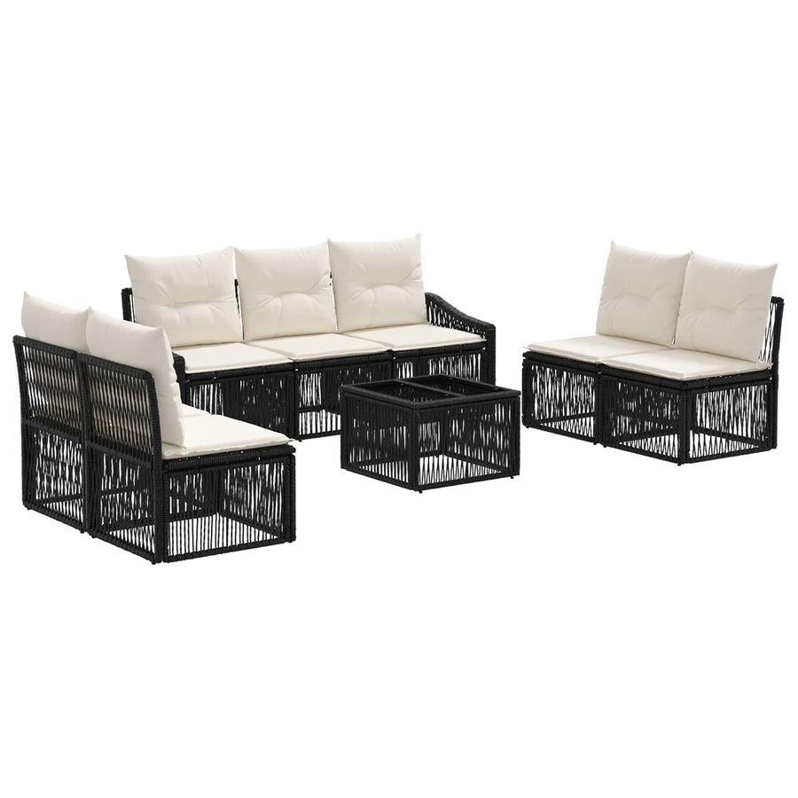 Tuinbankenset 8 pcs Zwart poly rattan