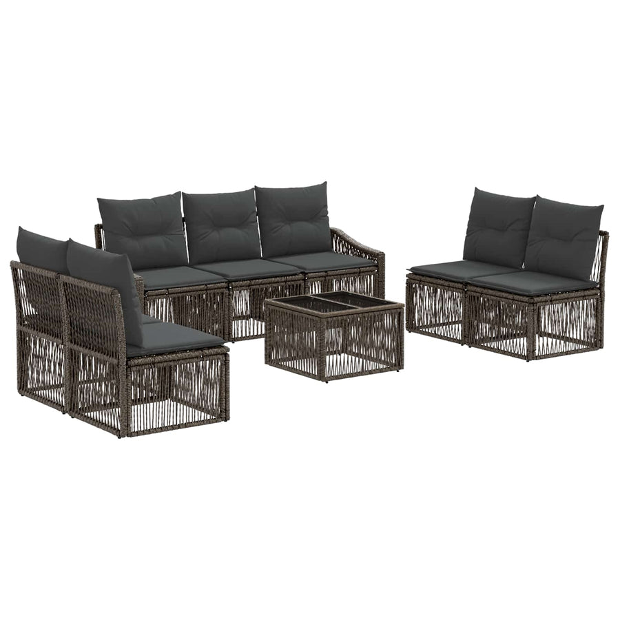 Tuinbankenset 8 pcs Grijs poly rattan