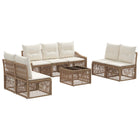 Tuinbankenset poly rattan beige 7 personen