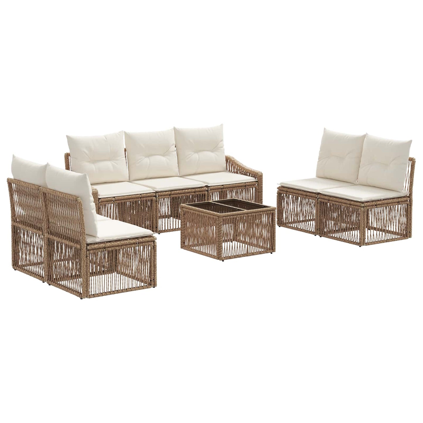 Tuinbankenset 8 pcs Beige poly rattan