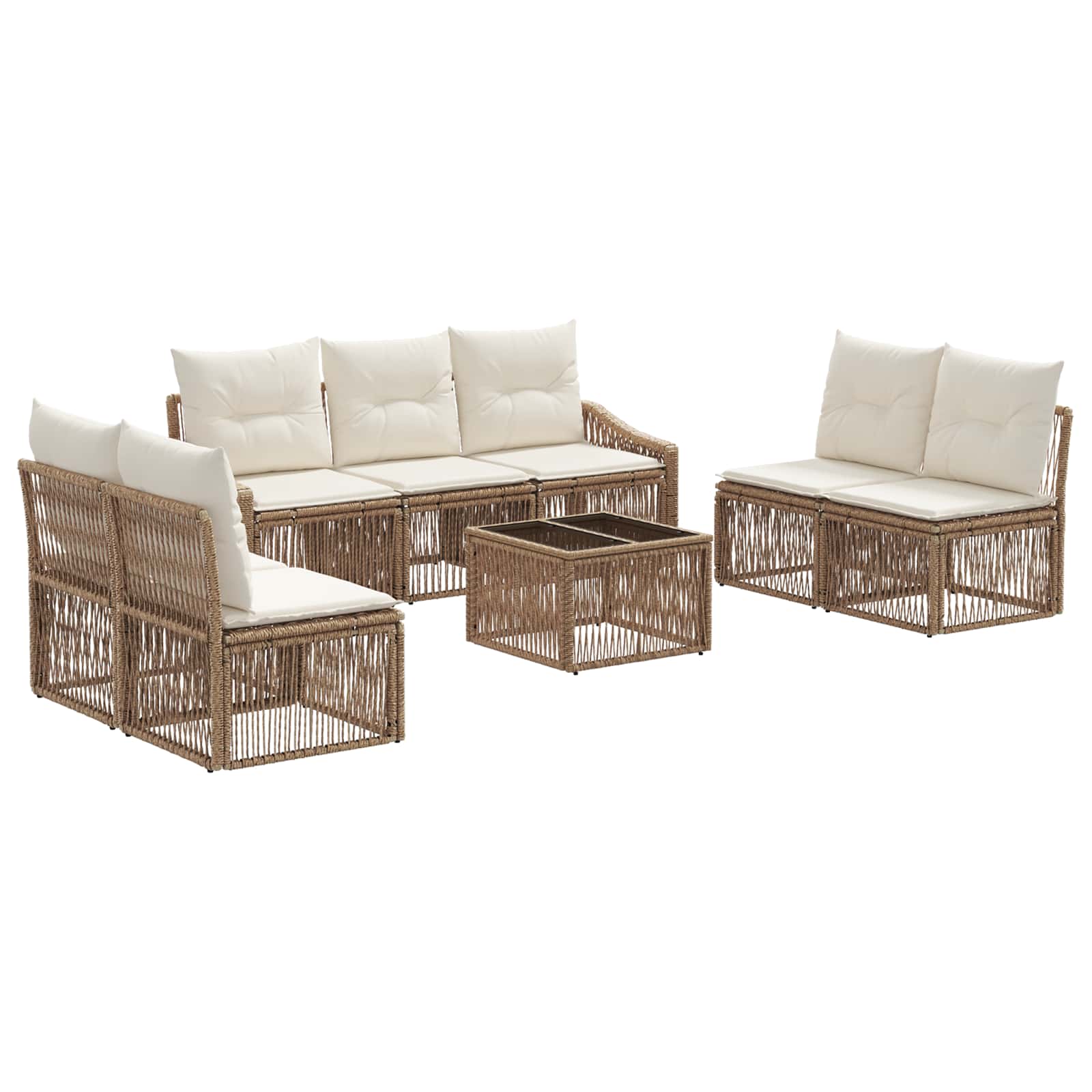 Tuinbankenset 8 pcs Beige poly rattan