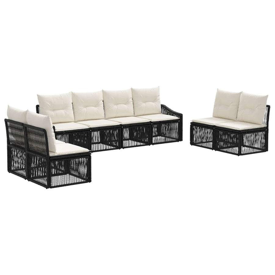 Tuinbankenset 8 pcs Zwart poly rattan