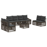 Tuinbankenset poly rattan grijs 8 persoons