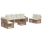 Tuinbankenset poly rattan beige 8 persoons