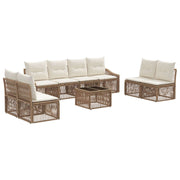 Tuinbankenset poly rattan beige 8 persoons