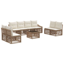 Tuinbankenset 9 pcs Beige poly rattan