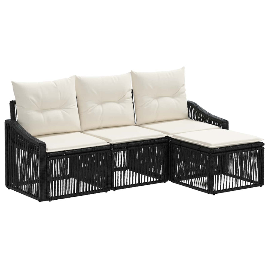Tuinbankenset 4 pcs Zwart poly rattan