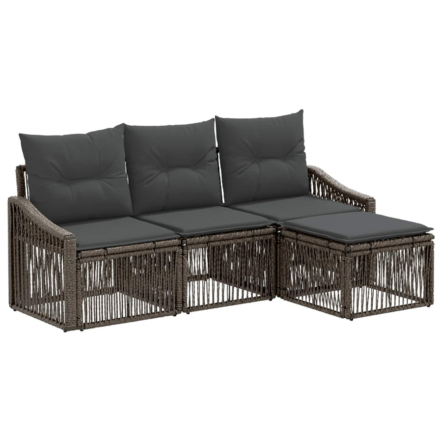 Tuinbankenset 4 pcs Grijs poly rattan