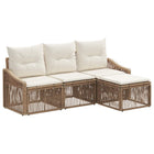 Tuinbankenset poly rattan beige 4 personen