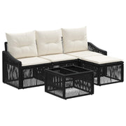 Tuinbankenset poly rattan zwart 4 personen