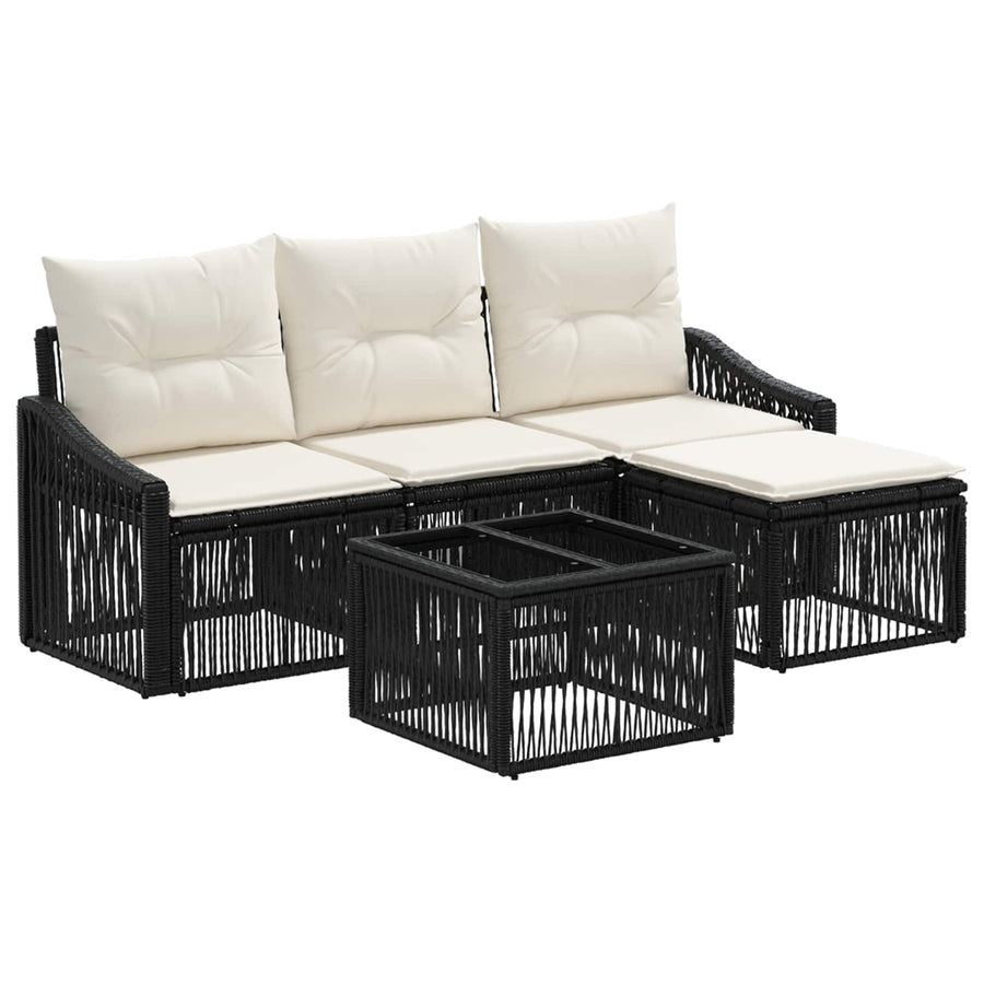 Tuinbankenset 5 pcs Zwart poly rattan