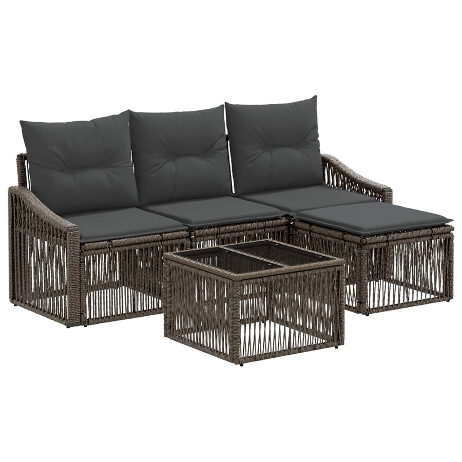 Tuinbankenset 5 pcs Grijs poly rattan