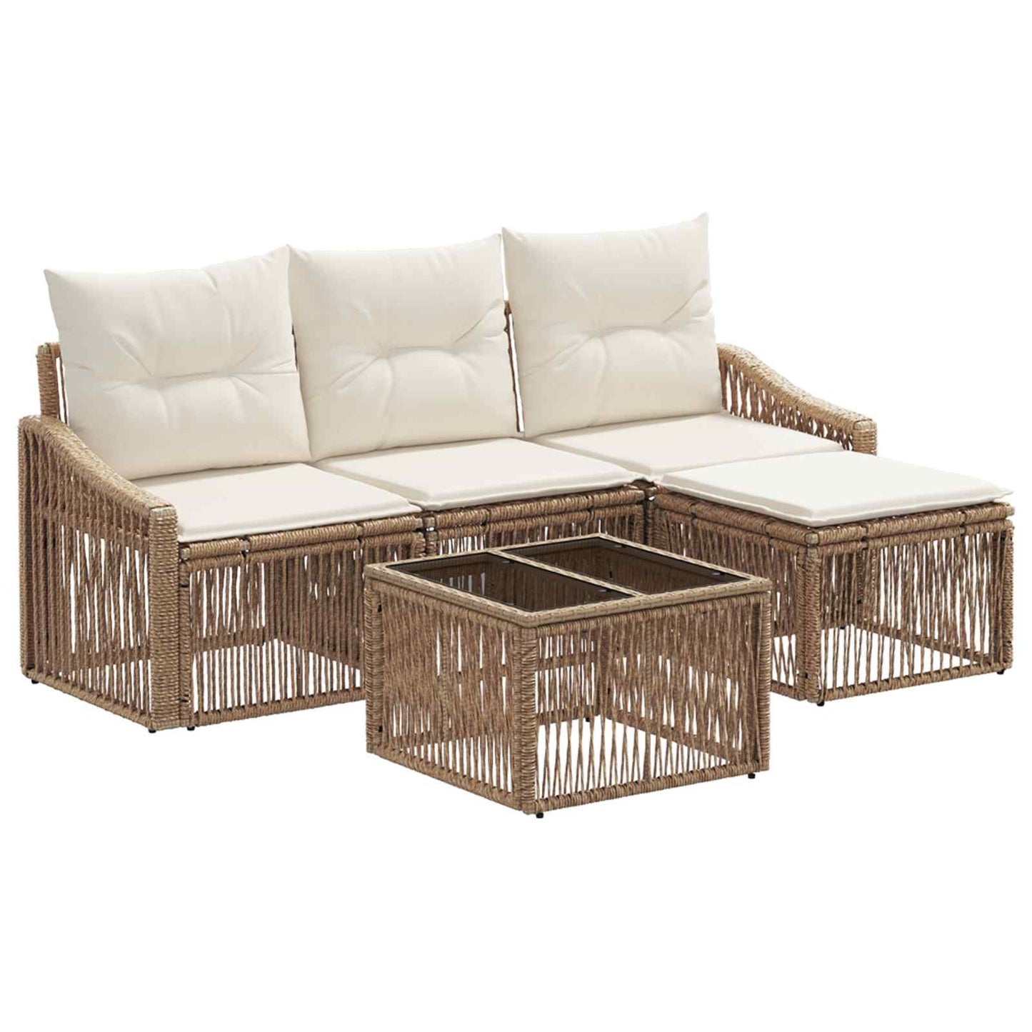Tuinbankenset 5 pcs Beige poly rattan