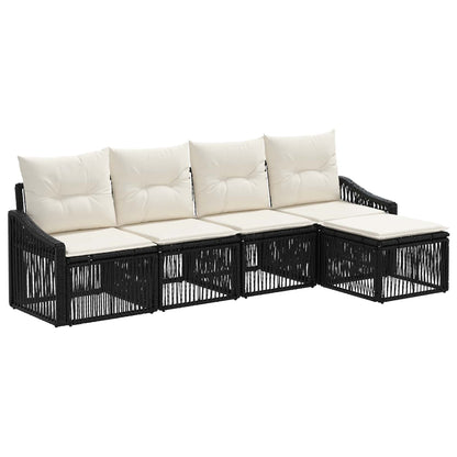 Tuinbankenset 5 pcs Zwart poly rattan