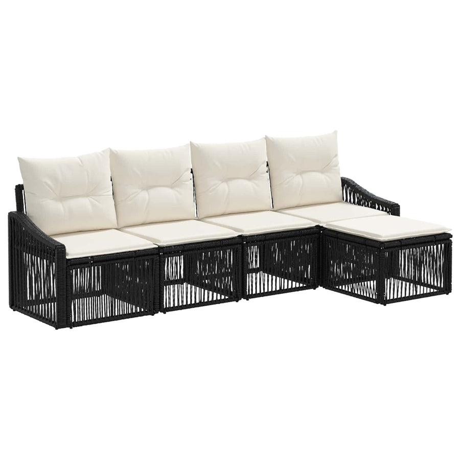 Tuinbankenset 5 pcs Zwart poly rattan