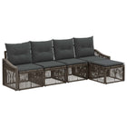 Tuinbankenset 5 pers. grijs poly rattan