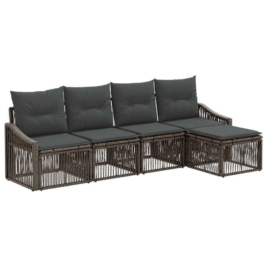 Tuinbankenset 5 pcs Grijs poly rattan