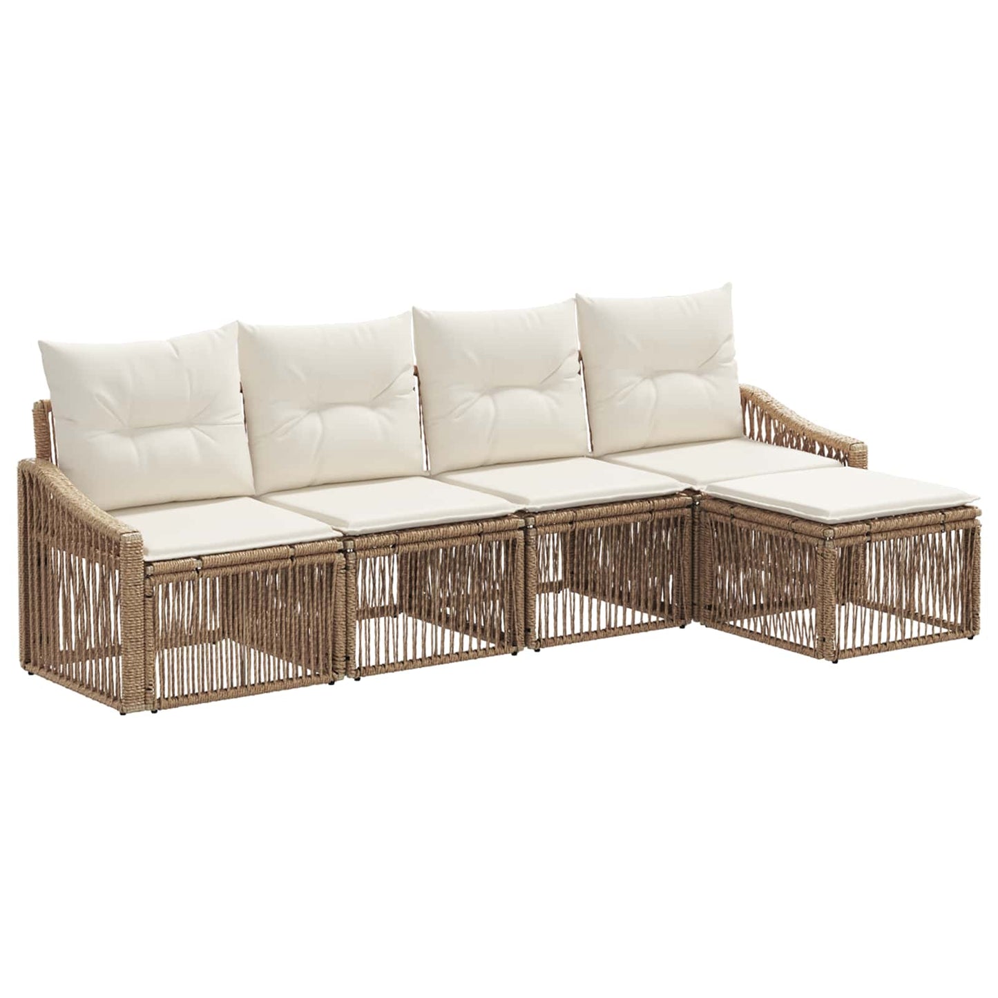 Tuinbankenset 5 pcs Beige poly rattan